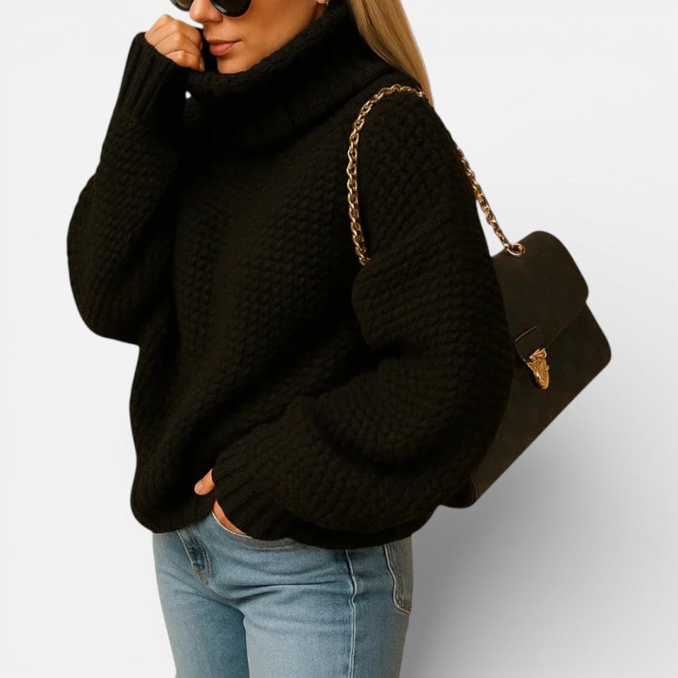 FLAVIE | WOMEN'S TURTLENECK SWEATER CHUNKY KNIT OVERSIZED PULLOVER 2