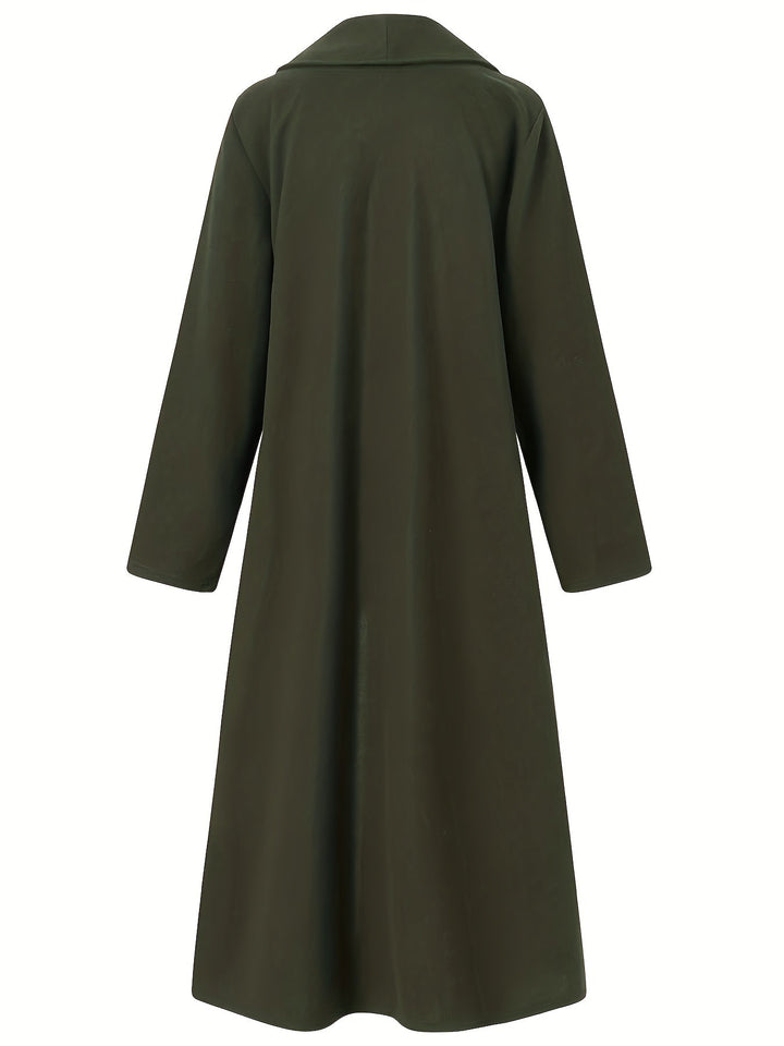 Women's Plus Size Long Duster Coat – Detail View