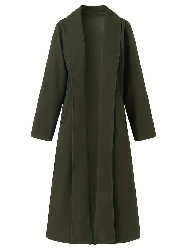 Women's Plus Size Long Duster Coat – Detail View