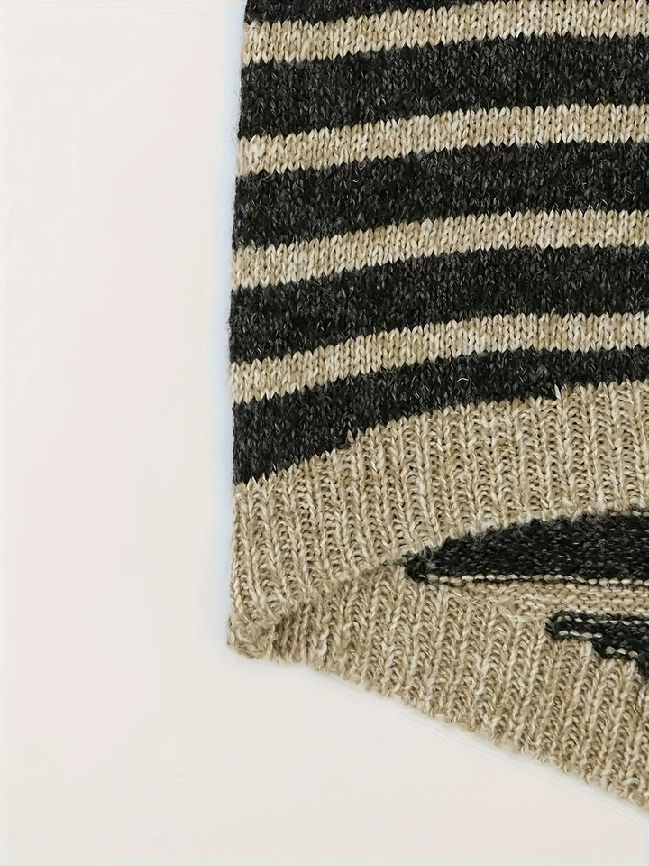 Women's Striped Turtleneck Sweater – Detail View