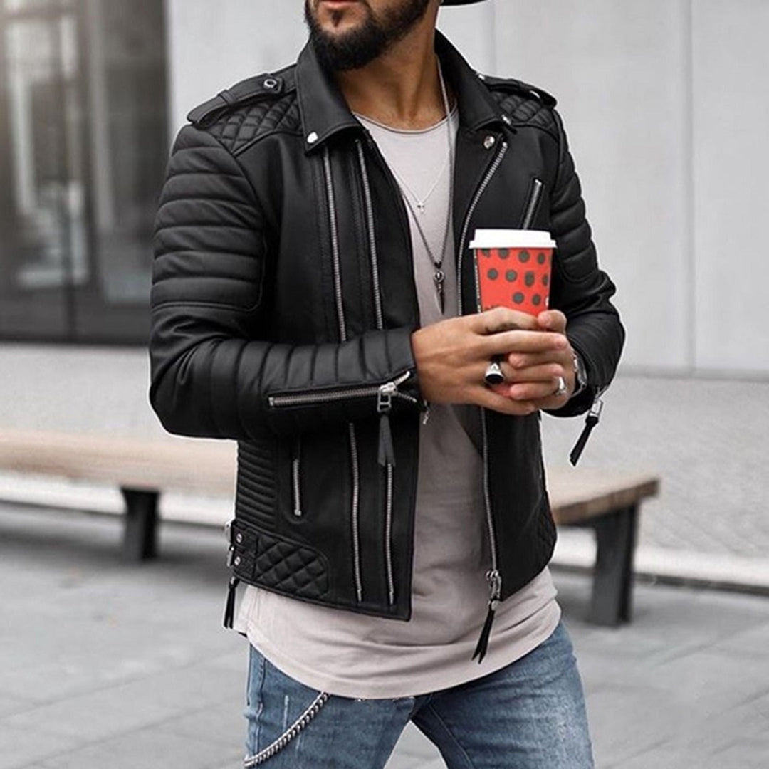 FOSTER - QUILTED BIKER MEN'S LEATHER JACKET 1