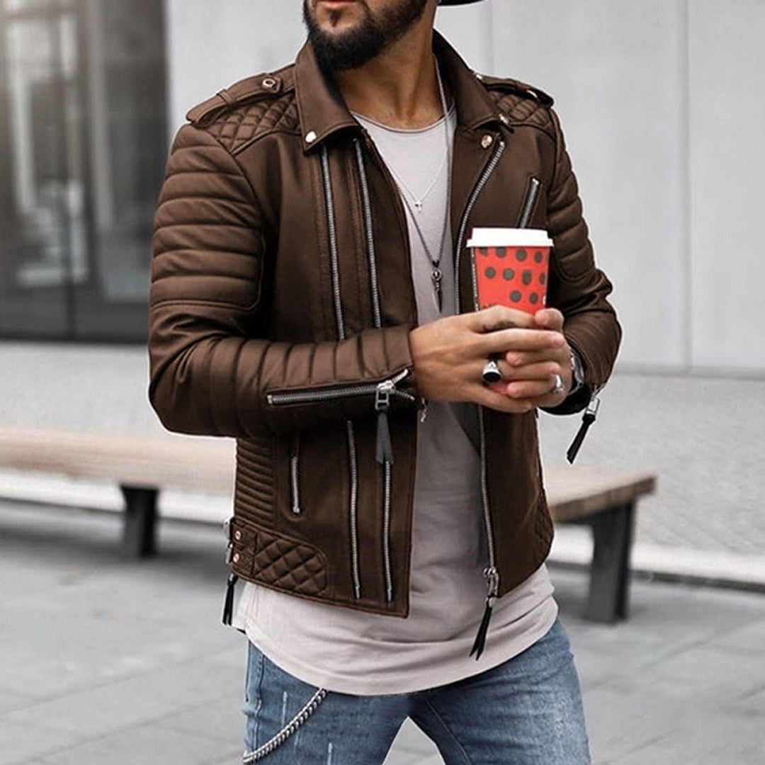 FOSTER - QUILTED BIKER MEN'S LEATHER JACKET 2