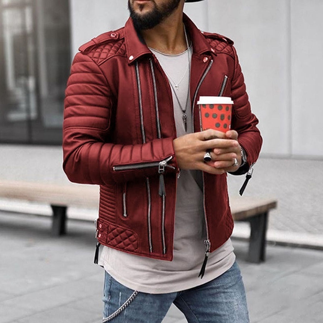 FOSTER - QUILTED BIKER MEN'S LEATHER JACKET 3