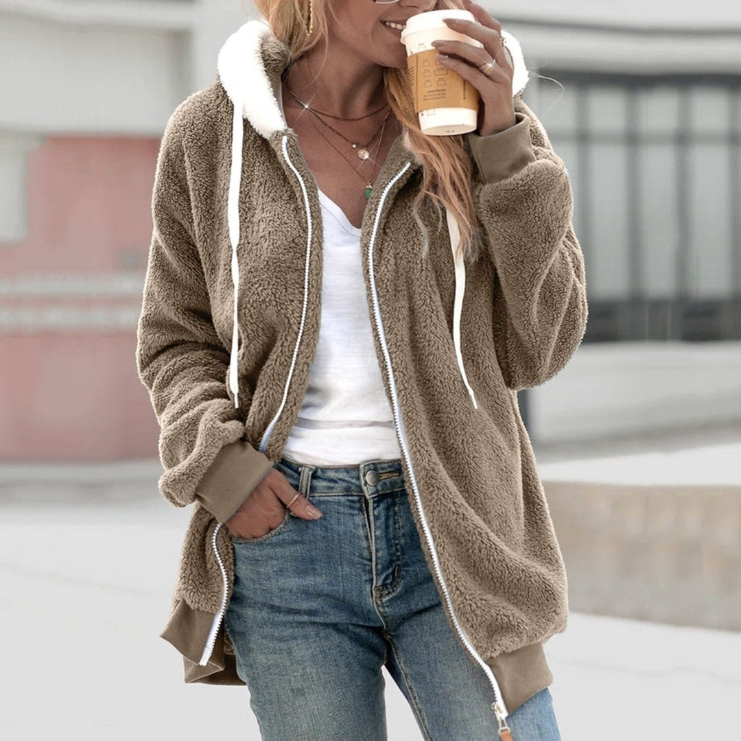 GABRIELLE | WOMEN'S ZIP UP FLEECE JACKET HOODED SHERPA TEDDY 3