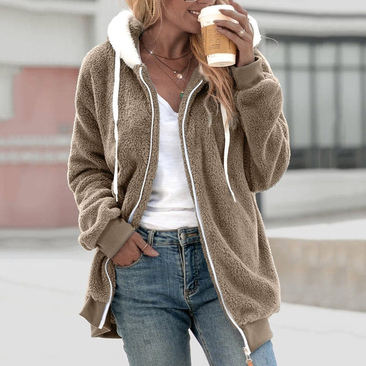 GABRIELLE | WOMEN'S ZIP UP FLEECE JACKET HOODED SHERPA TEDDY 3