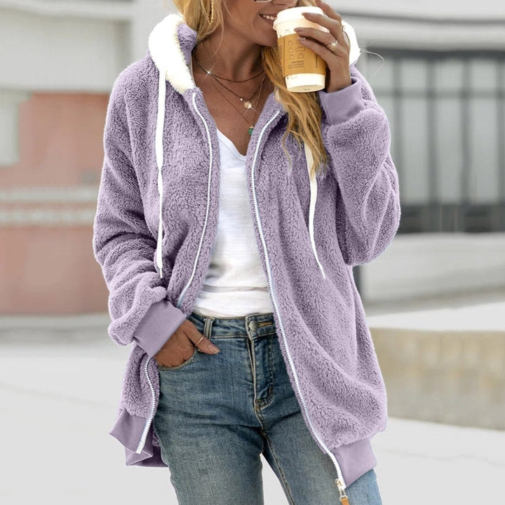GABRIELLE | WOMEN'S ZIP UP FLEECE JACKET HOODED SHERPA TEDDY 9