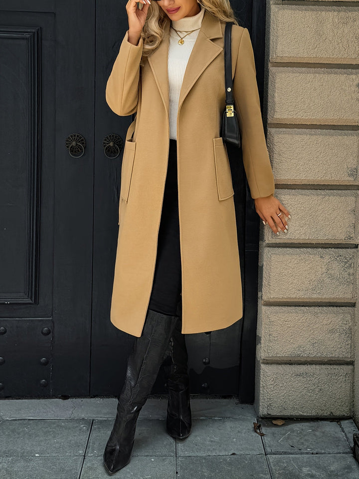 Women's Wool-Blend Belted Wrap Coat – Detail View