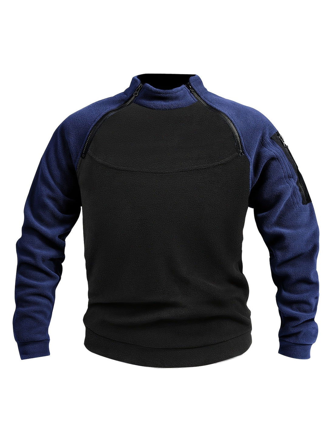 Men's Mock Neck Fleece Sweatshirt – Black Blue