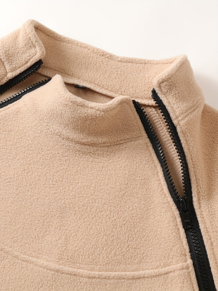 Men's Mock Neck Fleece Sweatshirt – Detail View