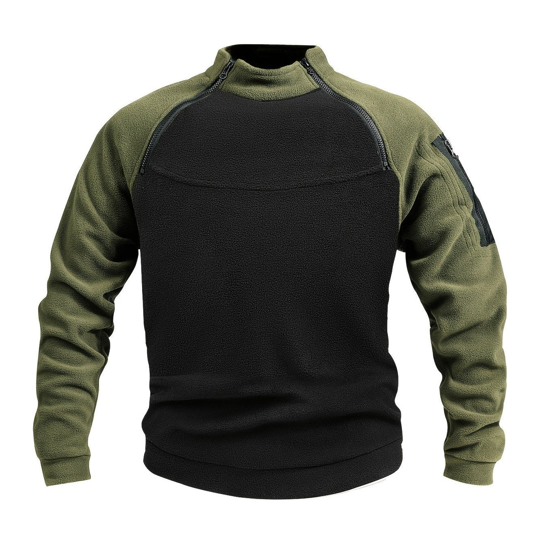 Men's Mock Neck Fleece Sweatshirt – Black Green