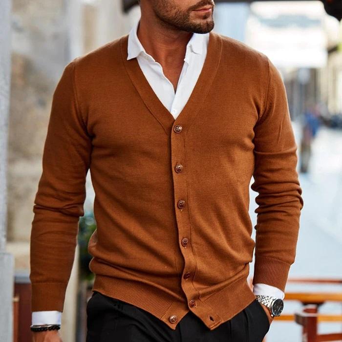 GASPARD | MEN'S V NECK CARDIGAN SWEATER BUTTON UP 2