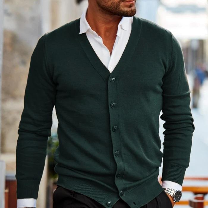 GASPARD | MEN'S V NECK CARDIGAN SWEATER BUTTON UP 3