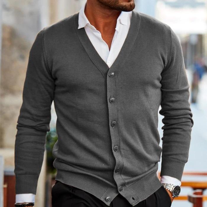 GASPARD | MEN'S V NECK CARDIGAN SWEATER BUTTON UP 4