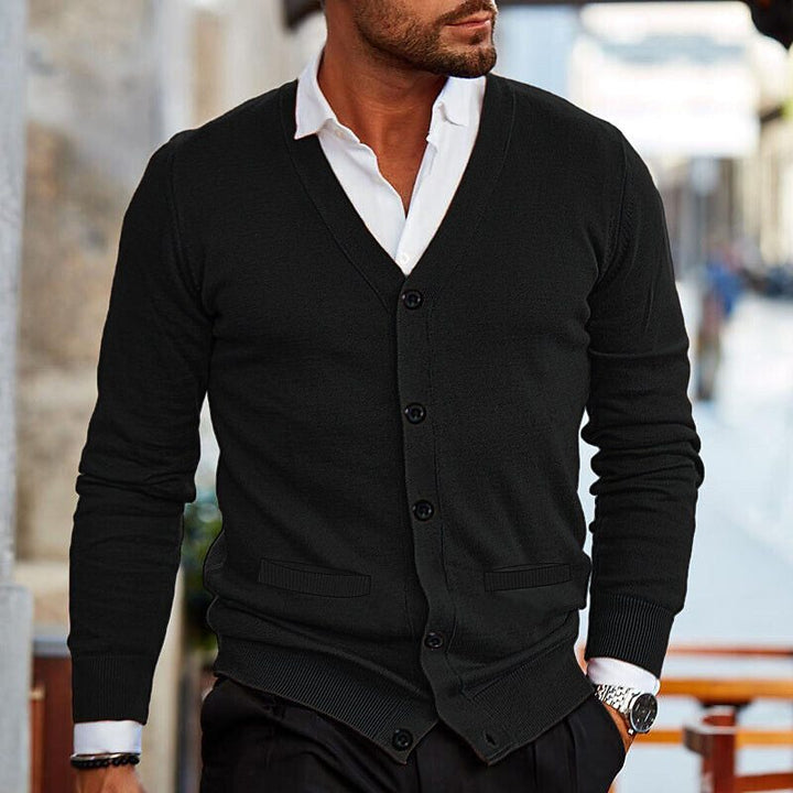 GASPARD | MEN'S V NECK CARDIGAN SWEATER BUTTON UP 5