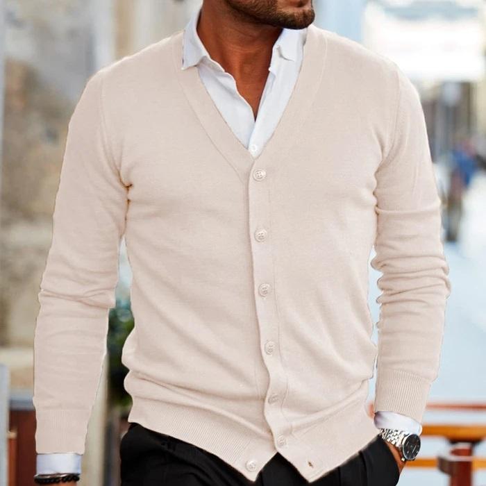 GASPARD | MEN'S V NECK CARDIGAN SWEATER BUTTON UP 6