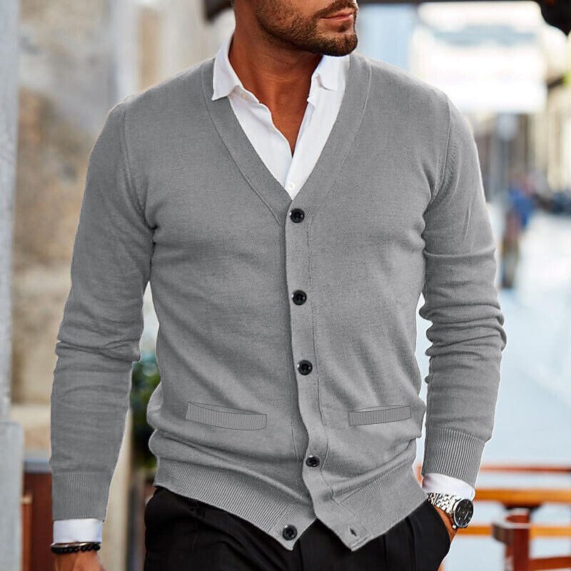 GASPARD | MEN'S V NECK CARDIGAN SWEATER BUTTON UP 7