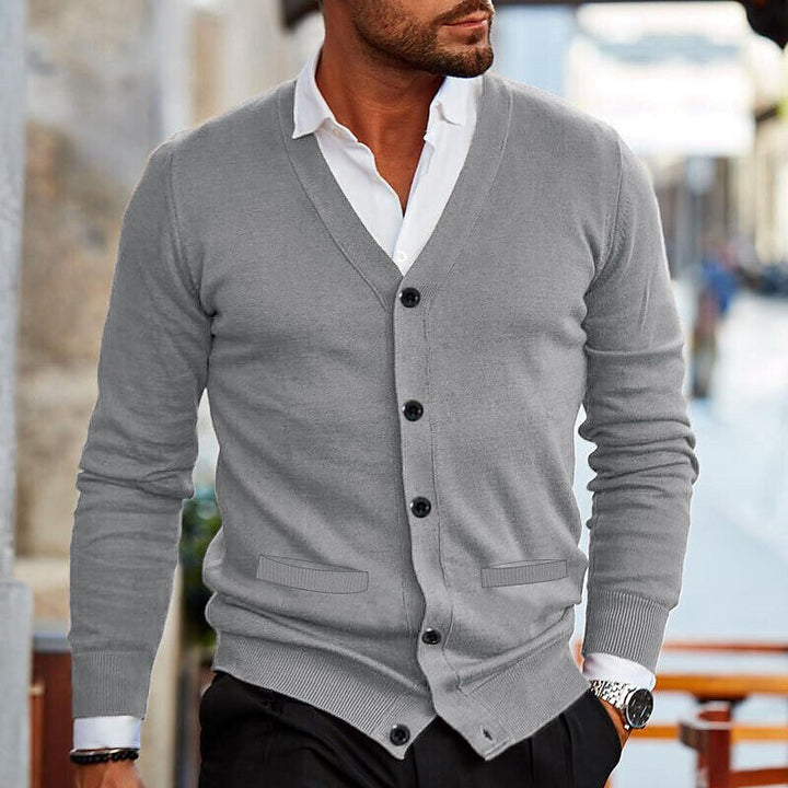 GASPARD | MEN'S V NECK CARDIGAN SWEATER BUTTON UP 7