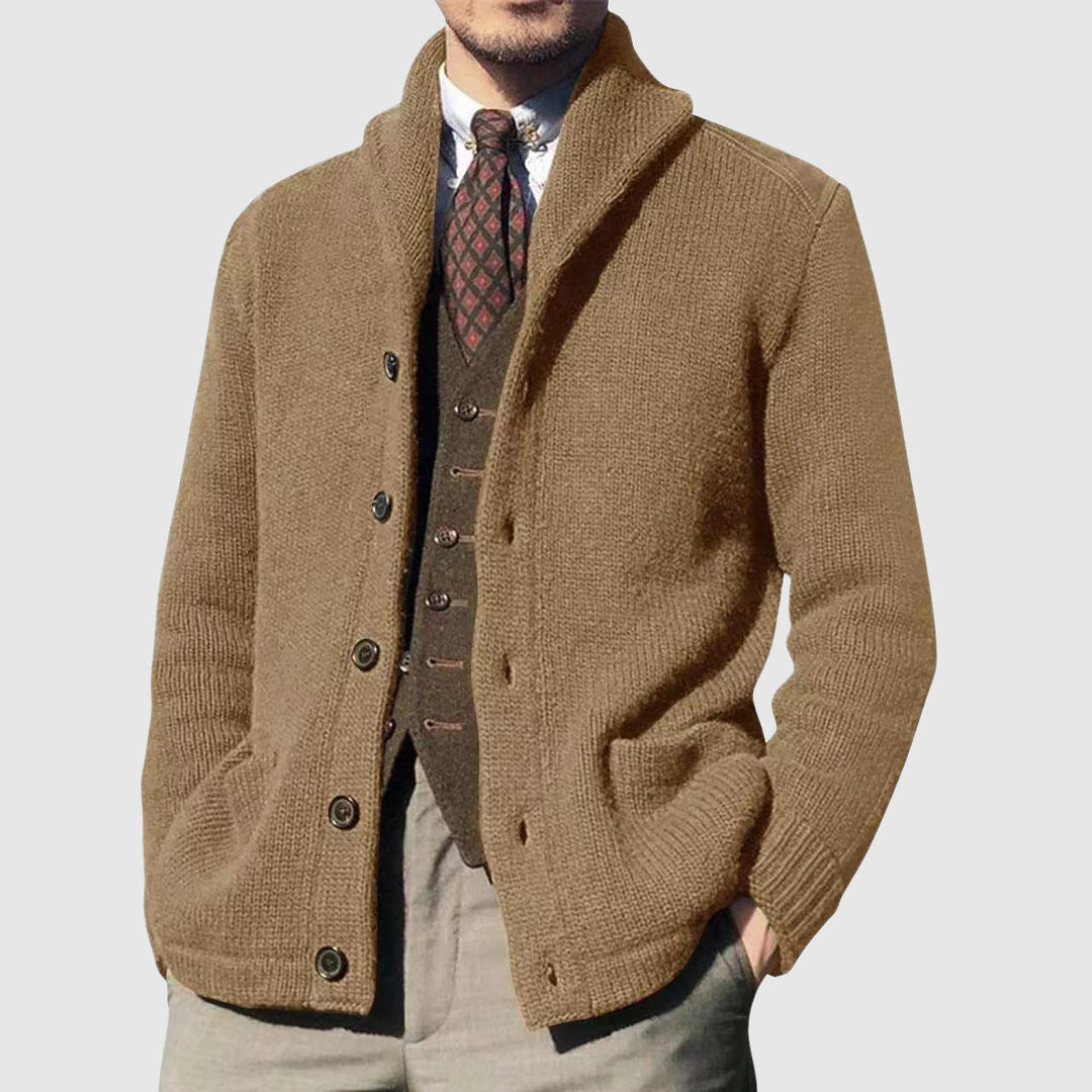 GASTON | MEN'S SHAWL COLLAR CARDIGAN SWEATER KNIT JACKET 1