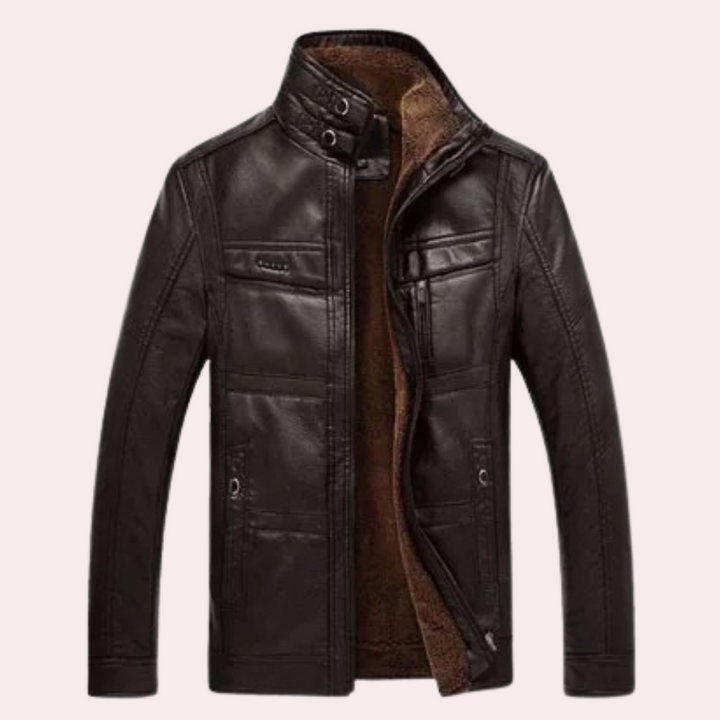 Men's Fur Lined Leather Jacket – Black