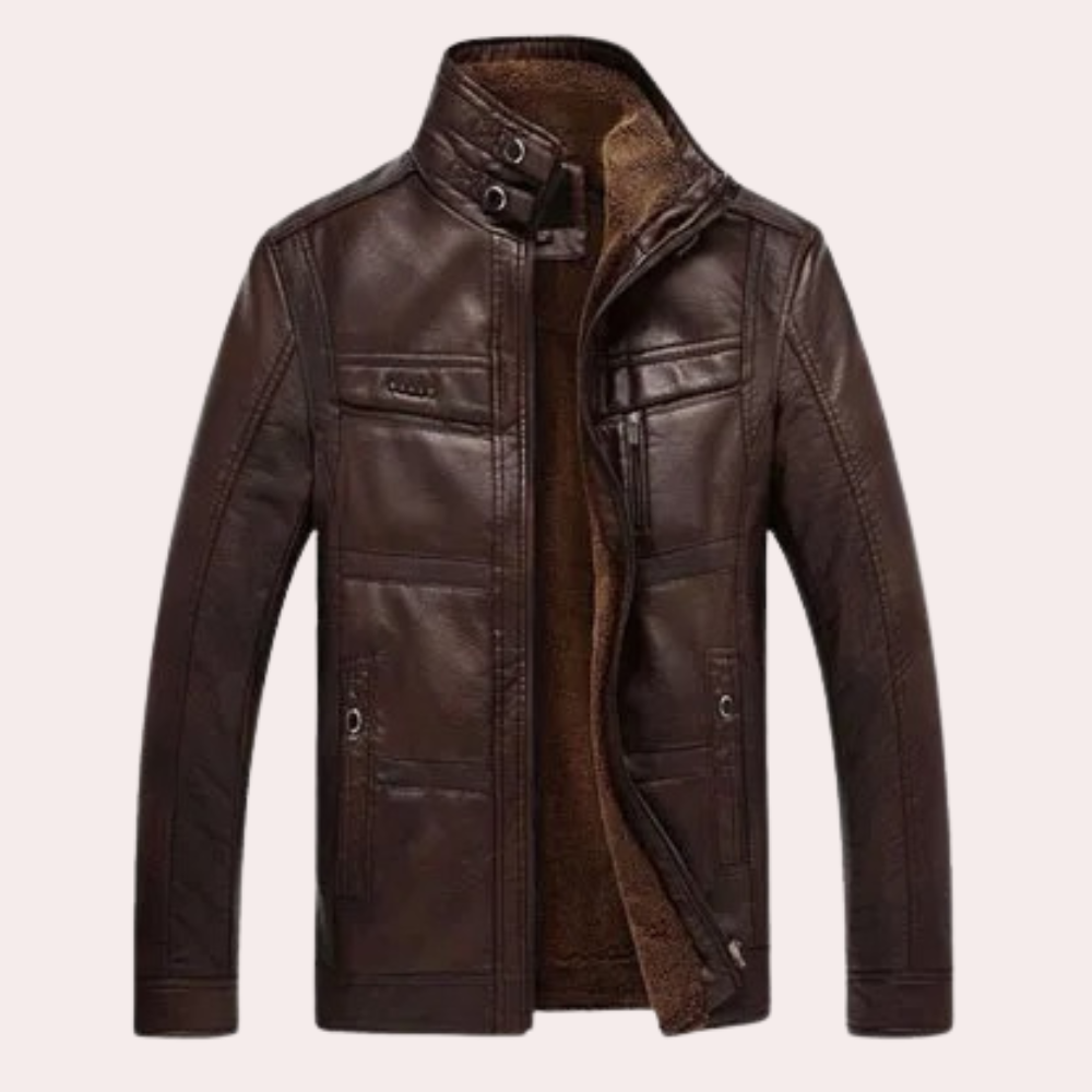 Men's Fur Lined Leather Jacket – Dark Brown