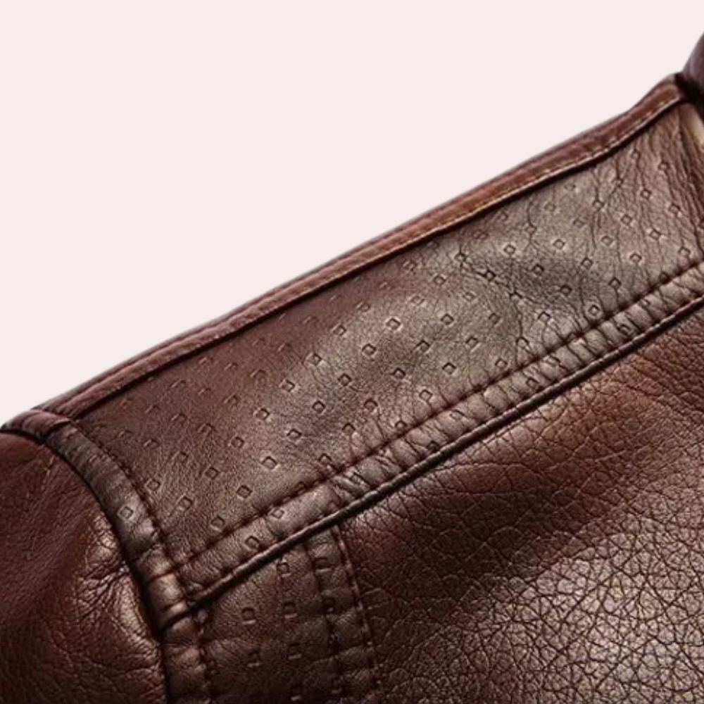 Men's Fur Lined Leather Jacket – Detail View