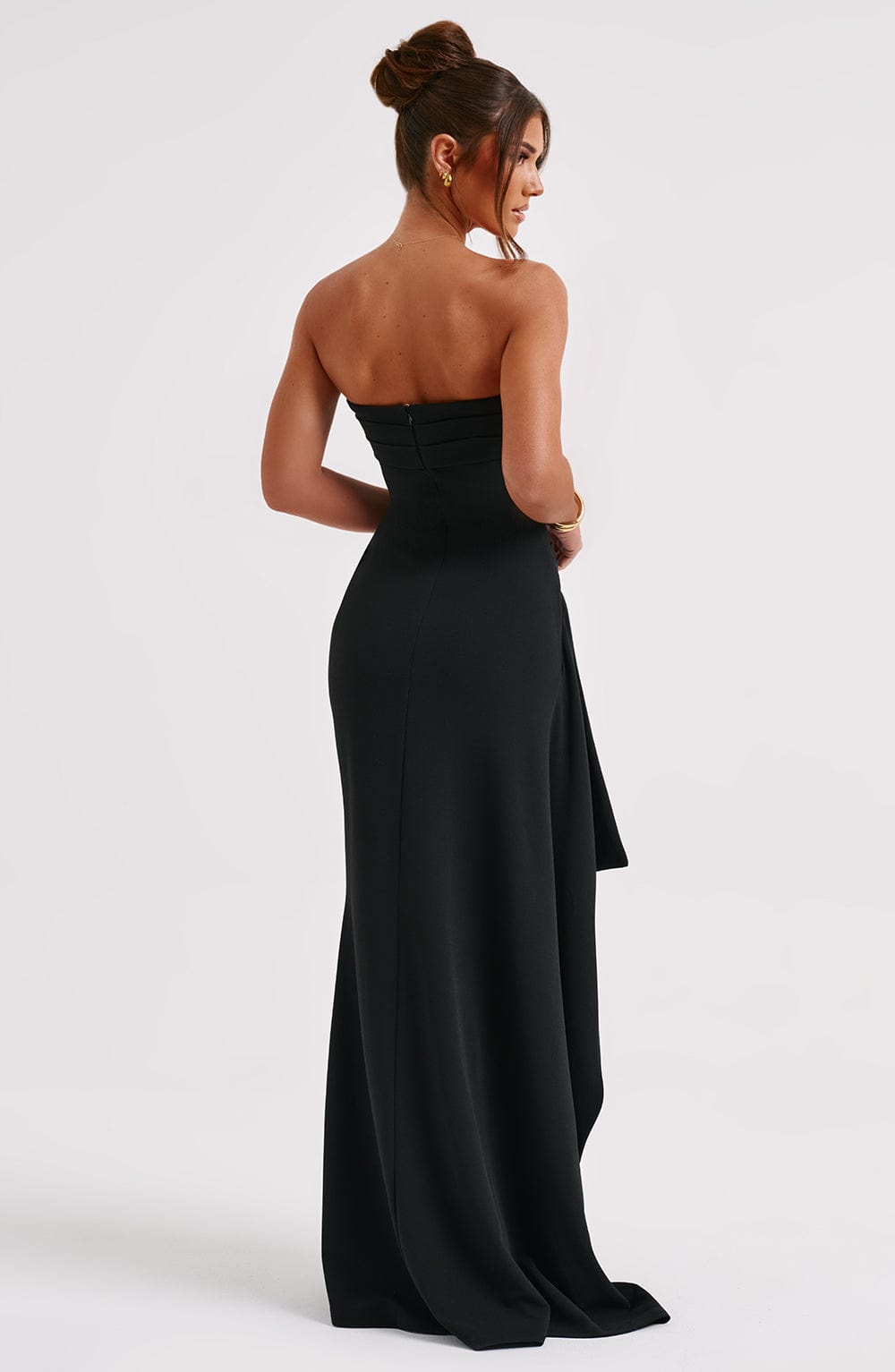 GENEVIEVE - BLACK RUFFLE SLIT MAXI DRESS 2