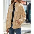 GEORGINE | WOMEN'S CHECKERED SHERPA ZIP UP FLEECE JACKET