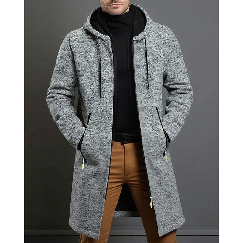GERARD - HOODED KNIT LONGLINE ZIP COAT 1