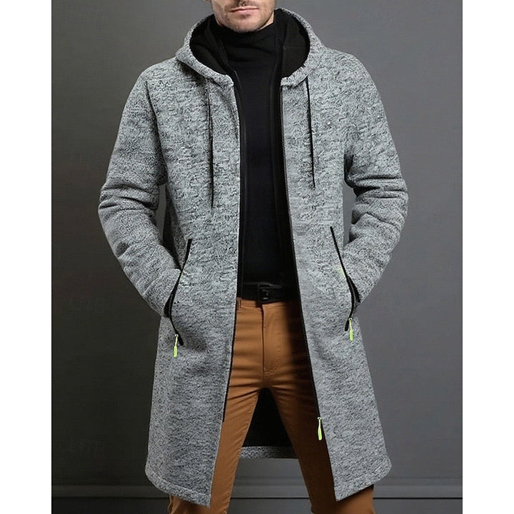 GERARD - HOODED KNIT LONGLINE ZIP COAT 1