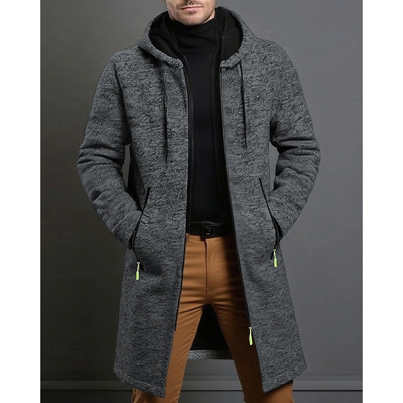GERARD - HOODED KNIT LONGLINE ZIP COAT 3