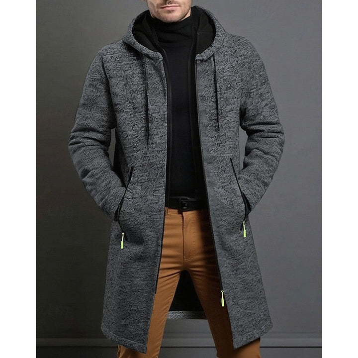 GERARD - HOODED KNIT LONGLINE ZIP COAT 3