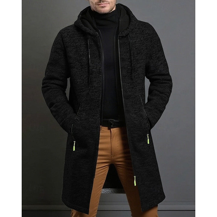 GERARD - HOODED KNIT LONGLINE ZIP COAT 4