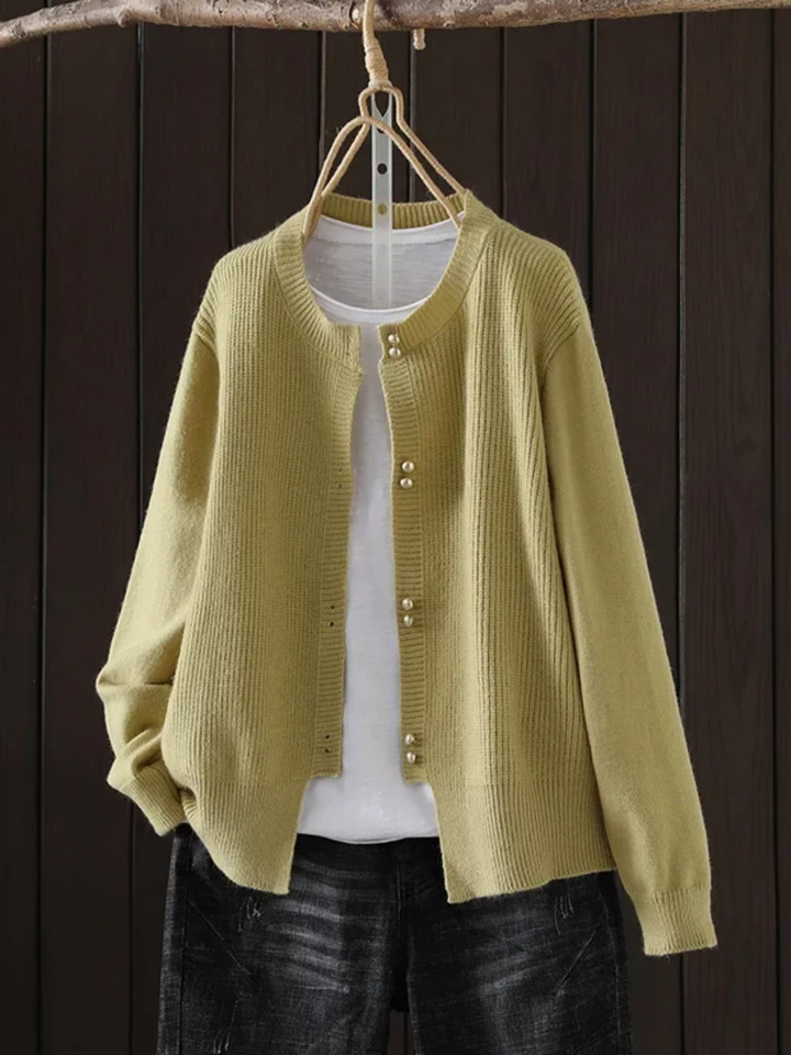 Women's Short Crew Neck Cardigan – Yellow
