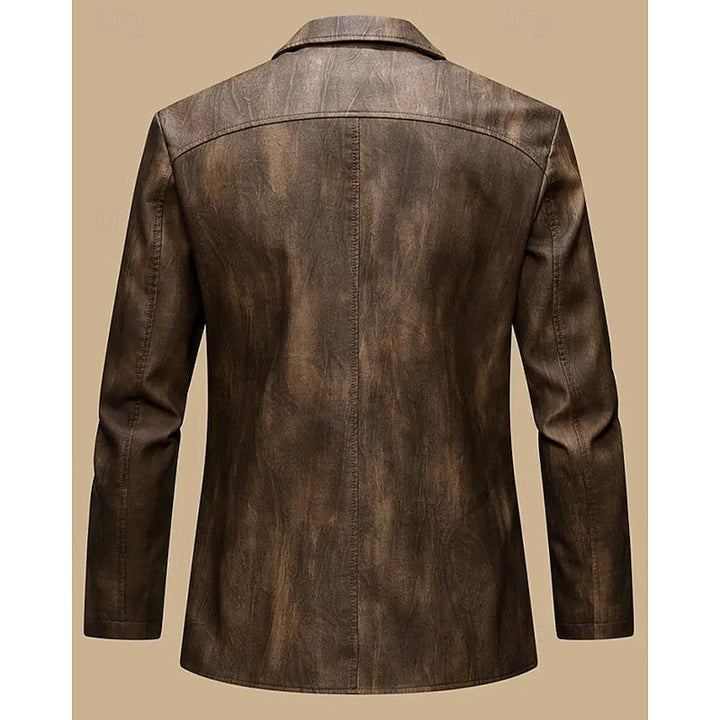 Men's Vintage Faux Leather Blazer – Detail View