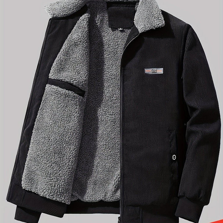 Men's Corduroy Sherpa Lined Jacket – Black