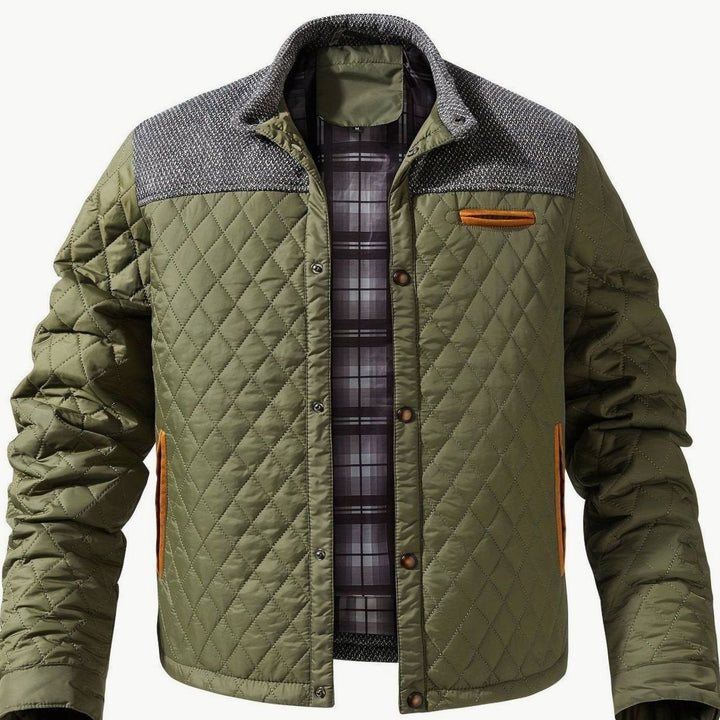 Men's Quilted Snap Front Jacket – Green