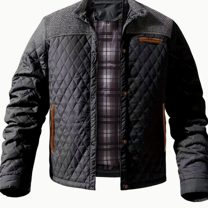 Men's Quilted Snap Front Jacket – Black
