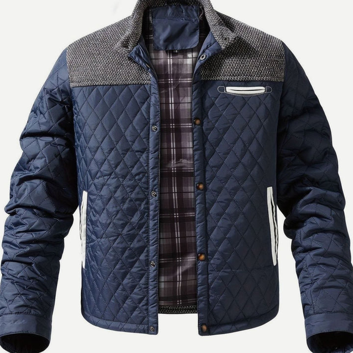 Men's Quilted Snap Front Jacket – Navy