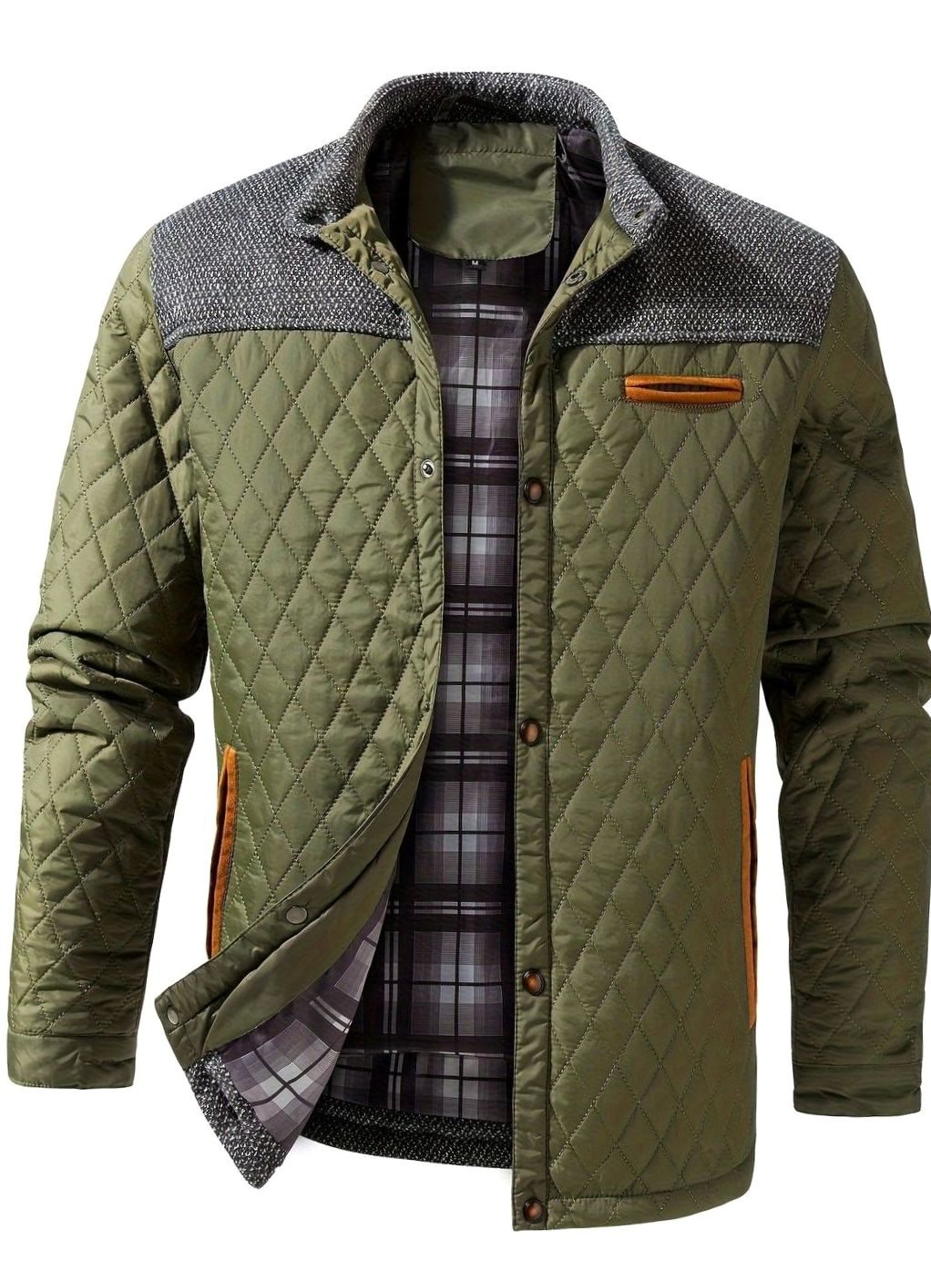 Men's Quilted Snap Front Jacket – Detail View