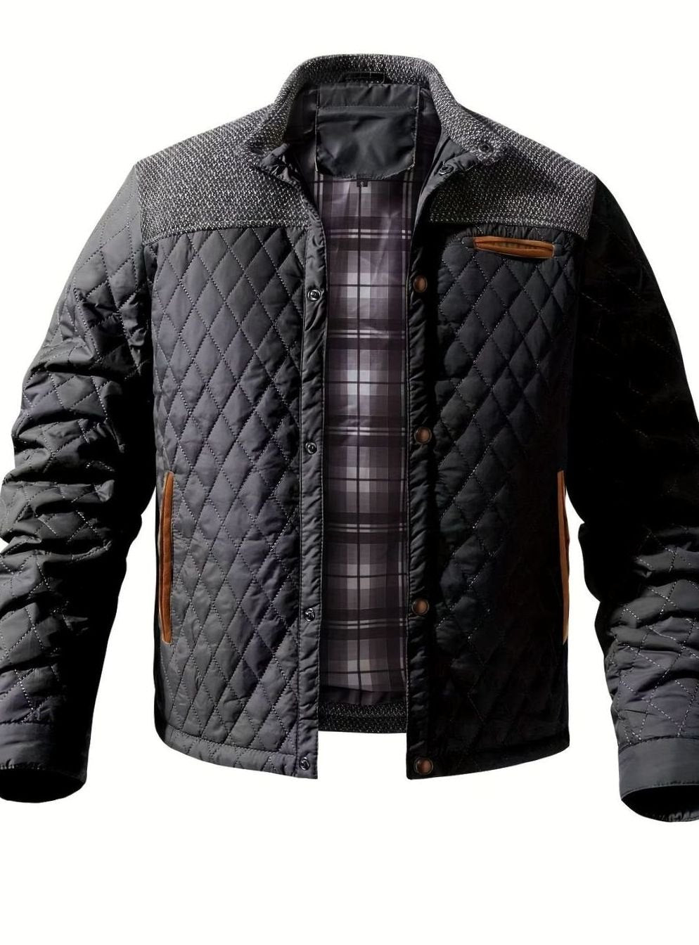 Men's Quilted Snap Front Jacket – Detail View