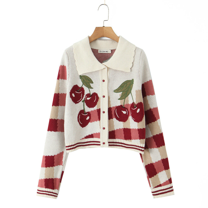 Women's Cropped Collared Cardigan – Detail View