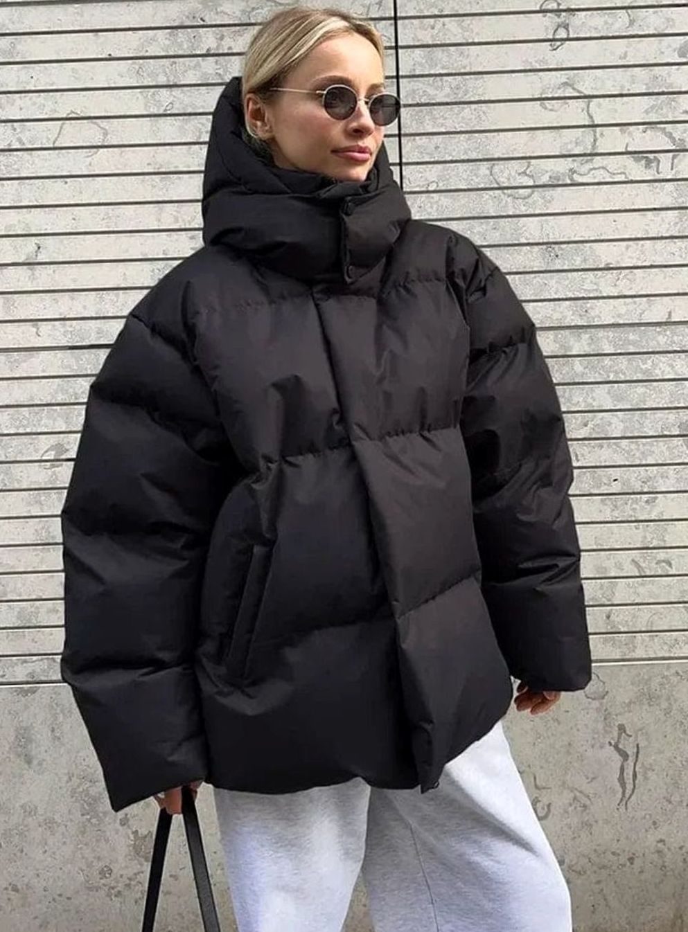 Women's Hooded Puffer Jacket – Black