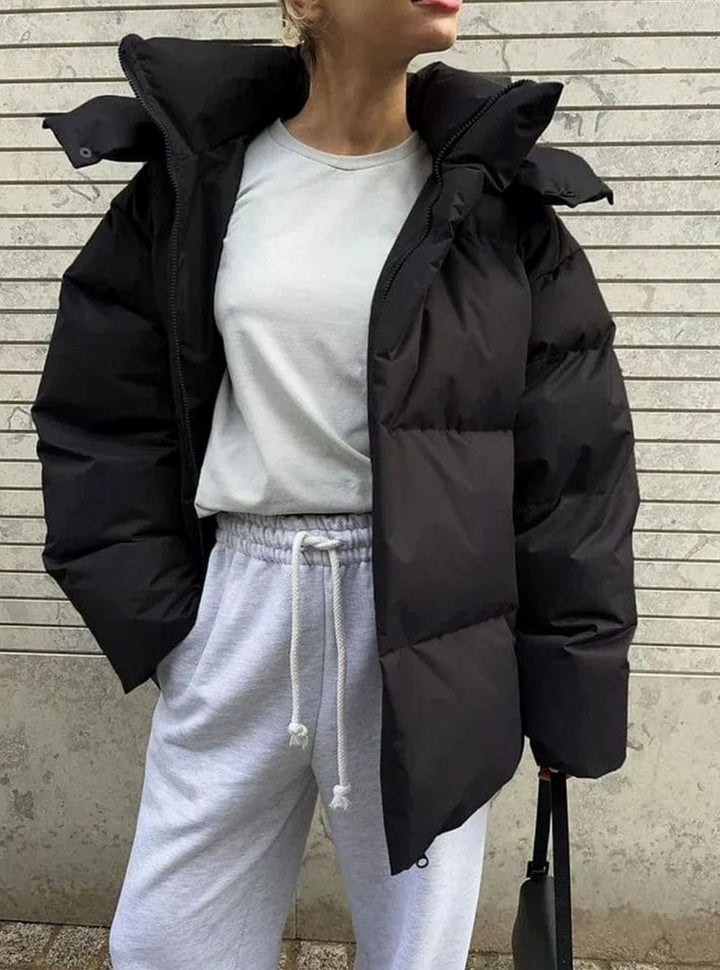 Women's Hooded Puffer Jacket – Detail View