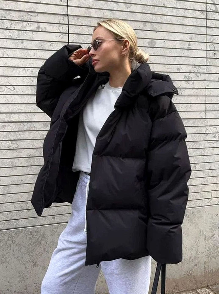 Women's Hooded Puffer Jacket – Detail View