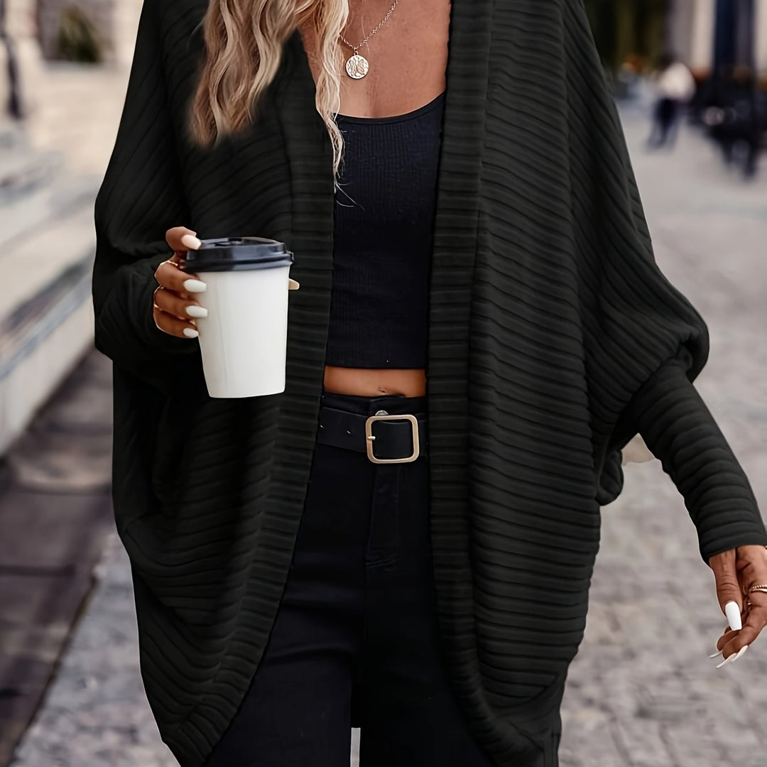 HERMELINE | WOMEN'S OVERSIZED OPEN FRONT LONG CARDIGAN SWEATER 1