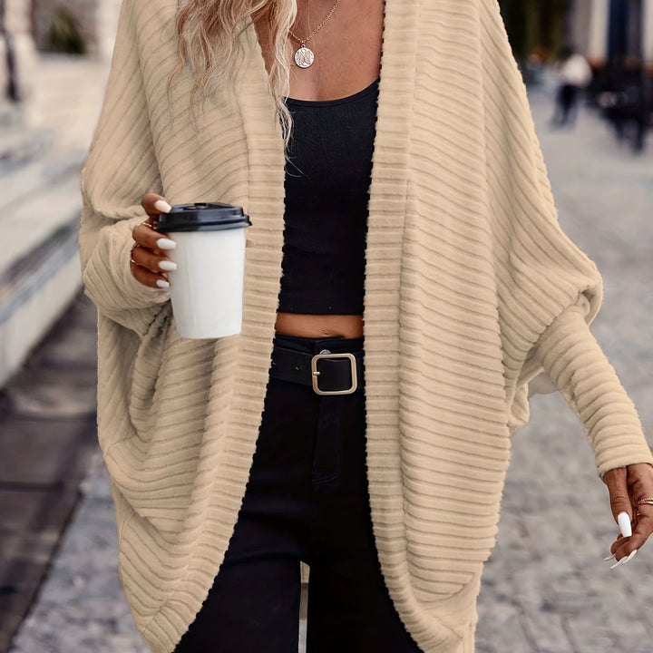 HERMELINE | WOMEN'S OVERSIZED OPEN FRONT LONG CARDIGAN SWEATER