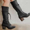 Hermine | Women's Leather Lace-Up Knee High Boots