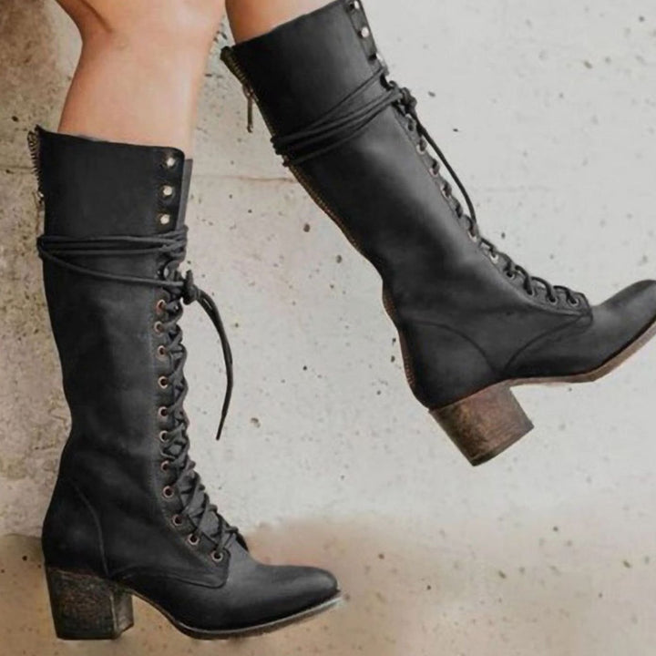 HERMINE | WOMEN'S LACE UP KNEE HIGH BOOTS 1