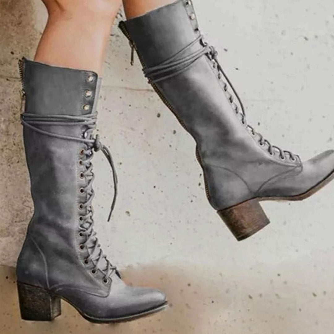 HERMINE | WOMEN'S LACE UP KNEE HIGH BOOTS 2