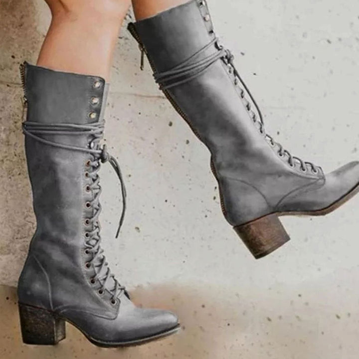 HERMINE | WOMEN'S LACE UP KNEE HIGH BOOTS 2